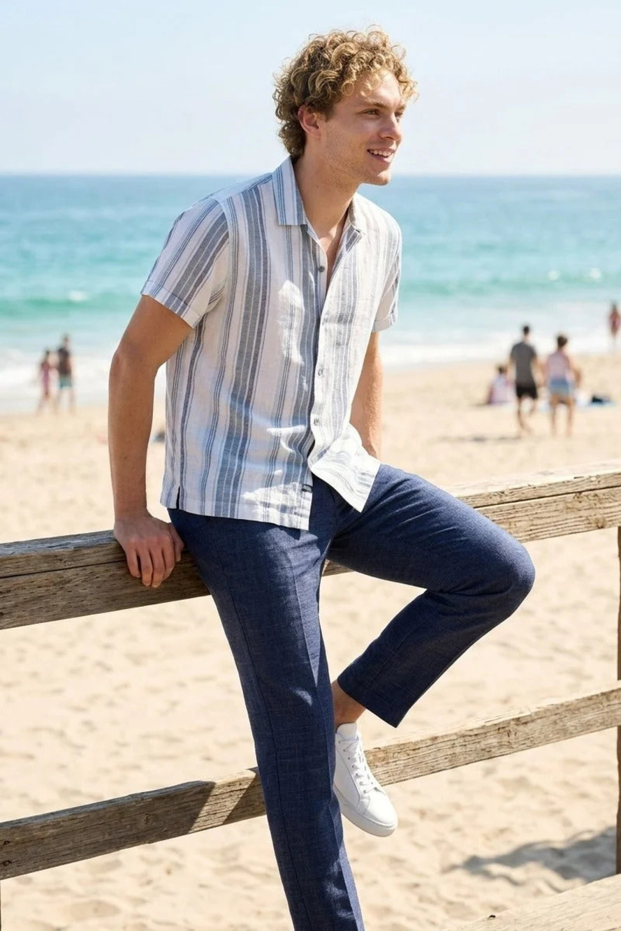 Rails Coastal Blue Vertical Stripe Shirt/60753
